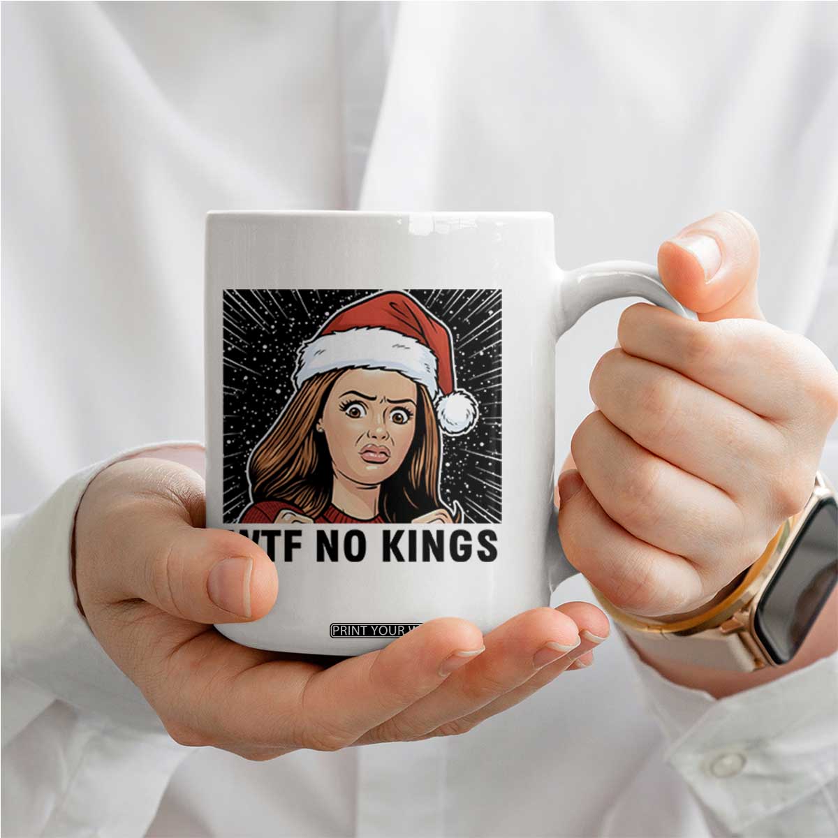 No Kings Coffee Mug Funny Disgusting Doll Face Meme Christmas TS14 Print Your Wear