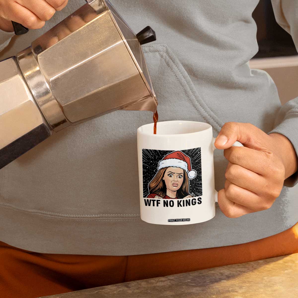 No Kings Coffee Mug Funny Disgusting Doll Face Meme Christmas TS14 Print Your Wear