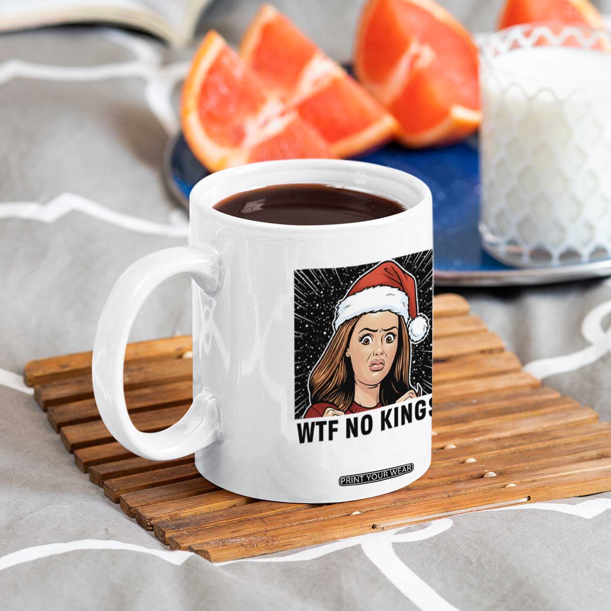 No Kings Coffee Mug Funny Disgusting Doll Face Meme Christmas TS14 Print Your Wear