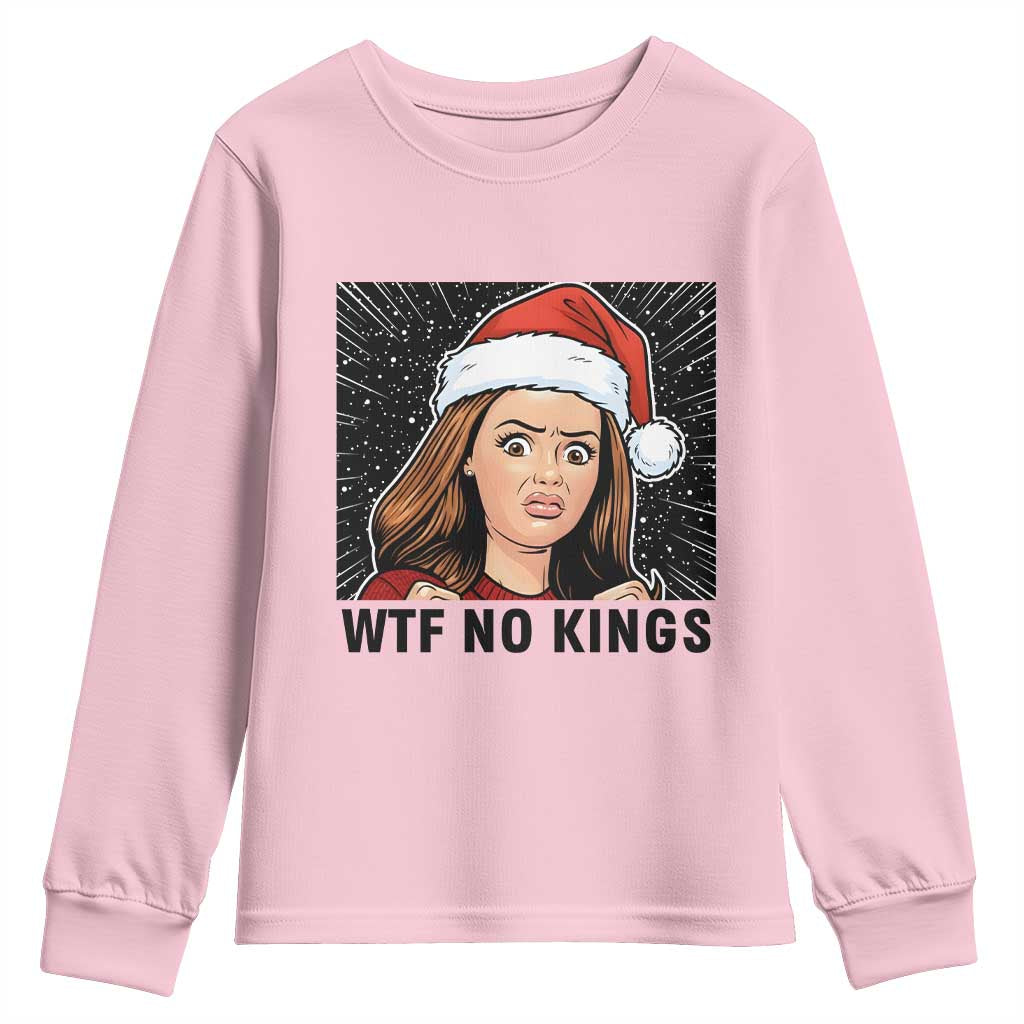 No Kings Youth Sweatshirt Funny Disgusting Doll Face Meme Christmas TS14 Light Pink Print Your Wear