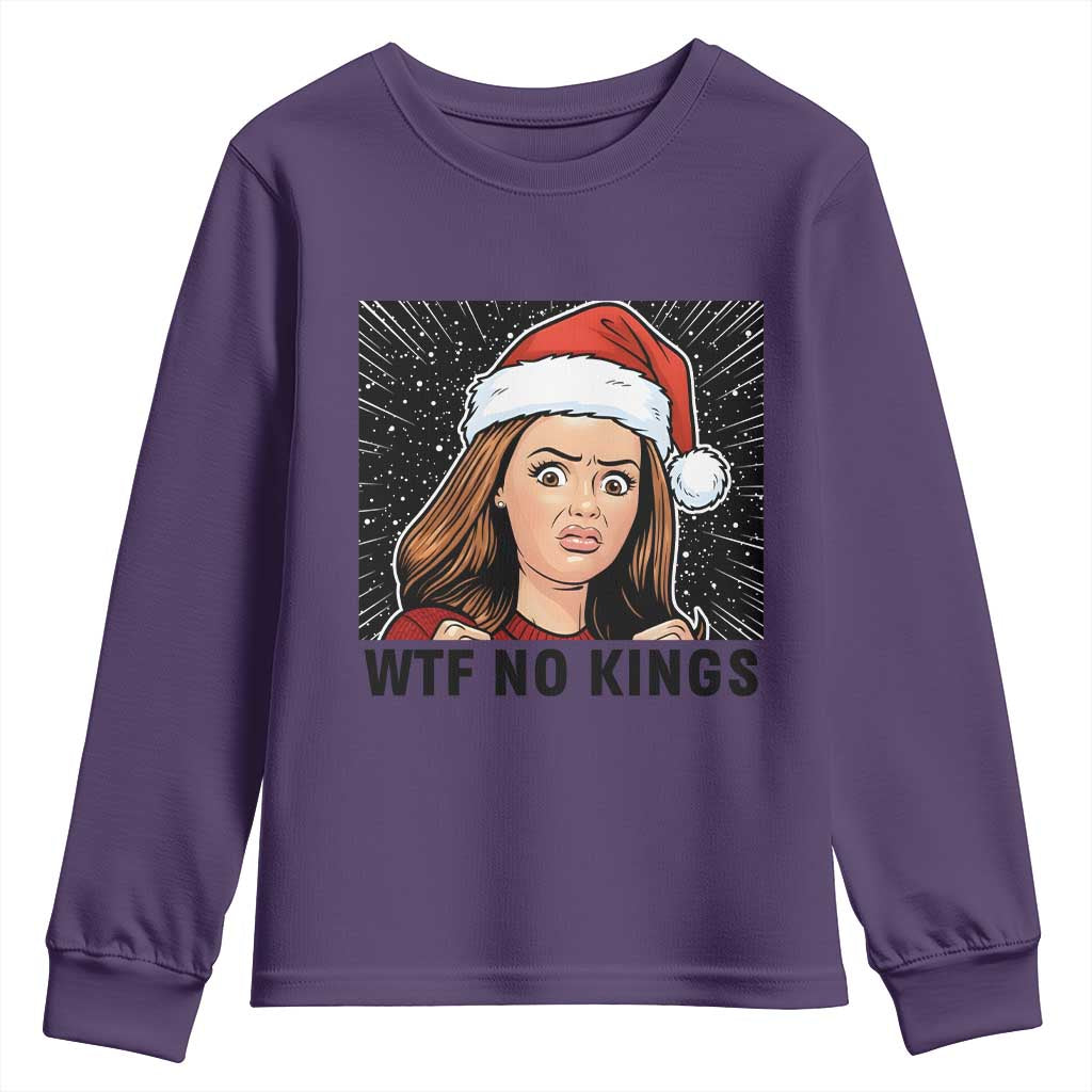 No Kings Youth Sweatshirt Funny Disgusting Doll Face Meme Christmas TS14 Purple Print Your Wear