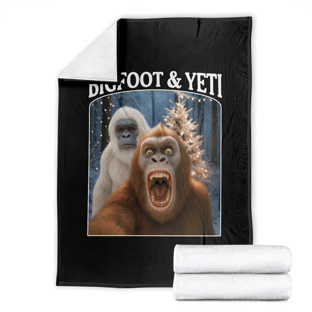 Funny Bigfoot Selfie Throw Blanket Sasquatch Yeti Christmas TS14 Black Print Your Wear