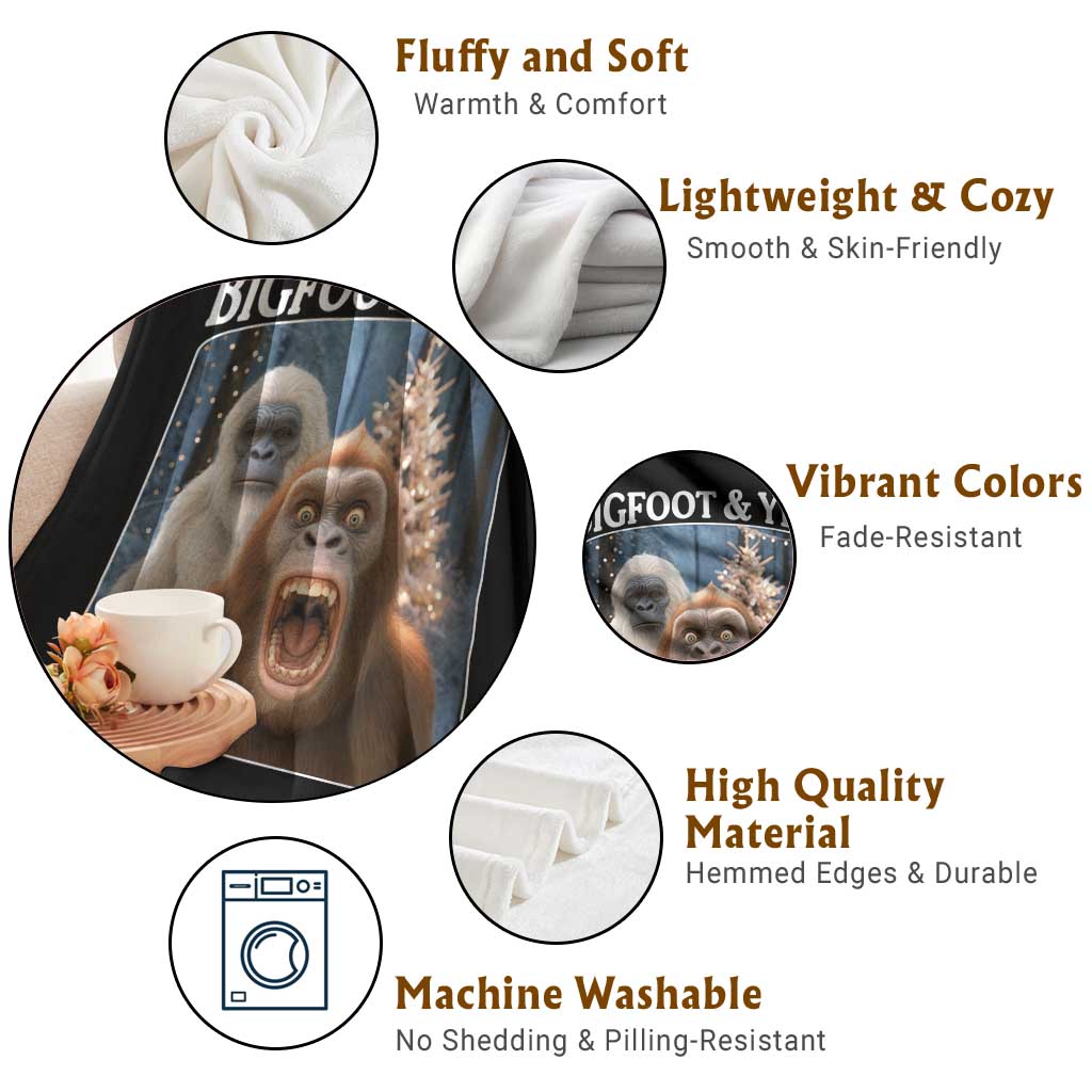 Funny Bigfoot Selfie Throw Blanket Sasquatch Yeti Christmas TS14 Print Your Wear