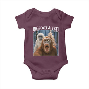 Funny Bigfoot Selfie Baby Onesie Sasquatch Yeti Christmas TS14 Maroon Print Your Wear