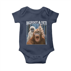 Funny Bigfoot Selfie Baby Onesie Sasquatch Yeti Christmas TS14 Navy Print Your Wear