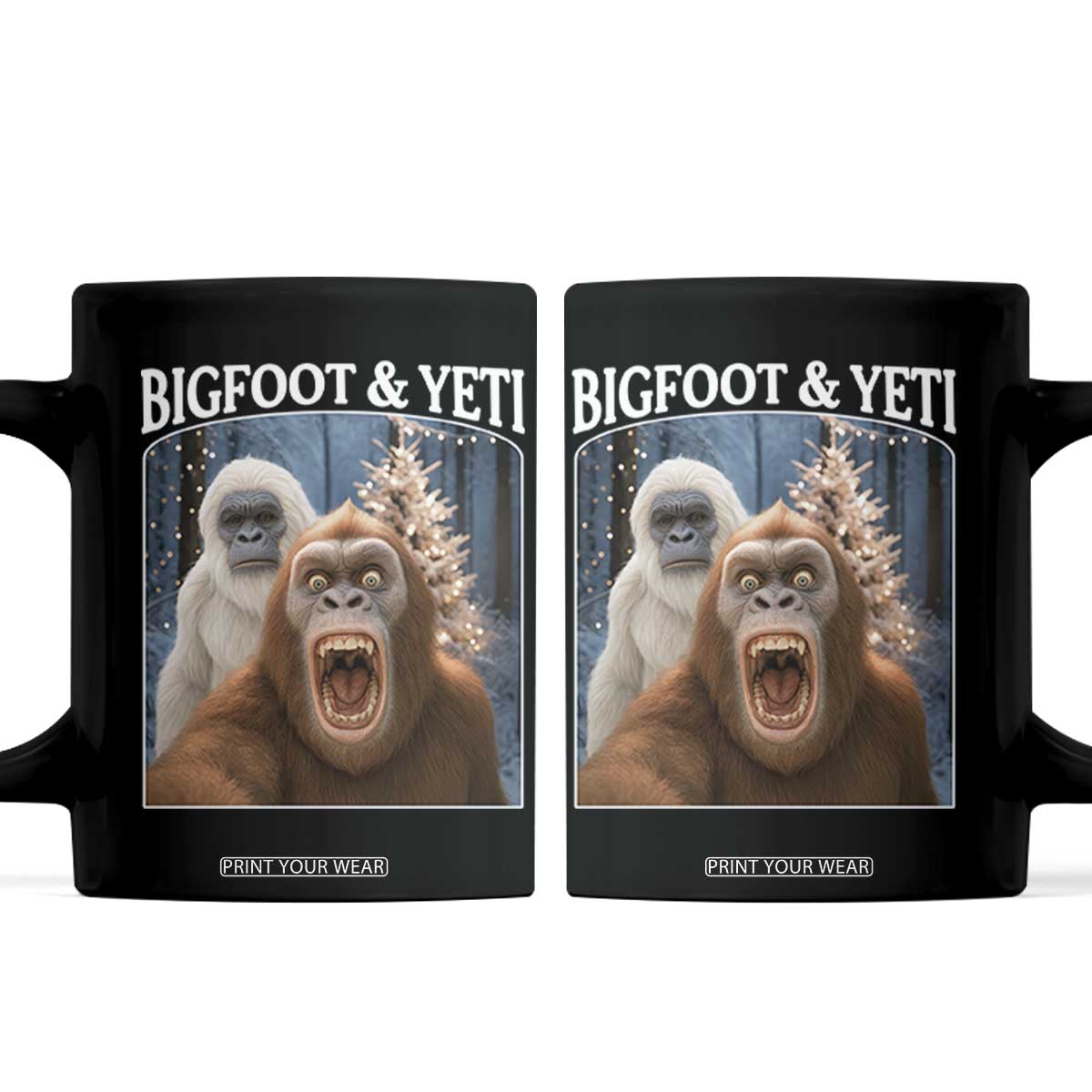 Funny Bigfoot Selfie Coffee Mug Sasquatch Yeti Christmas TS14 Black Print Your Wear