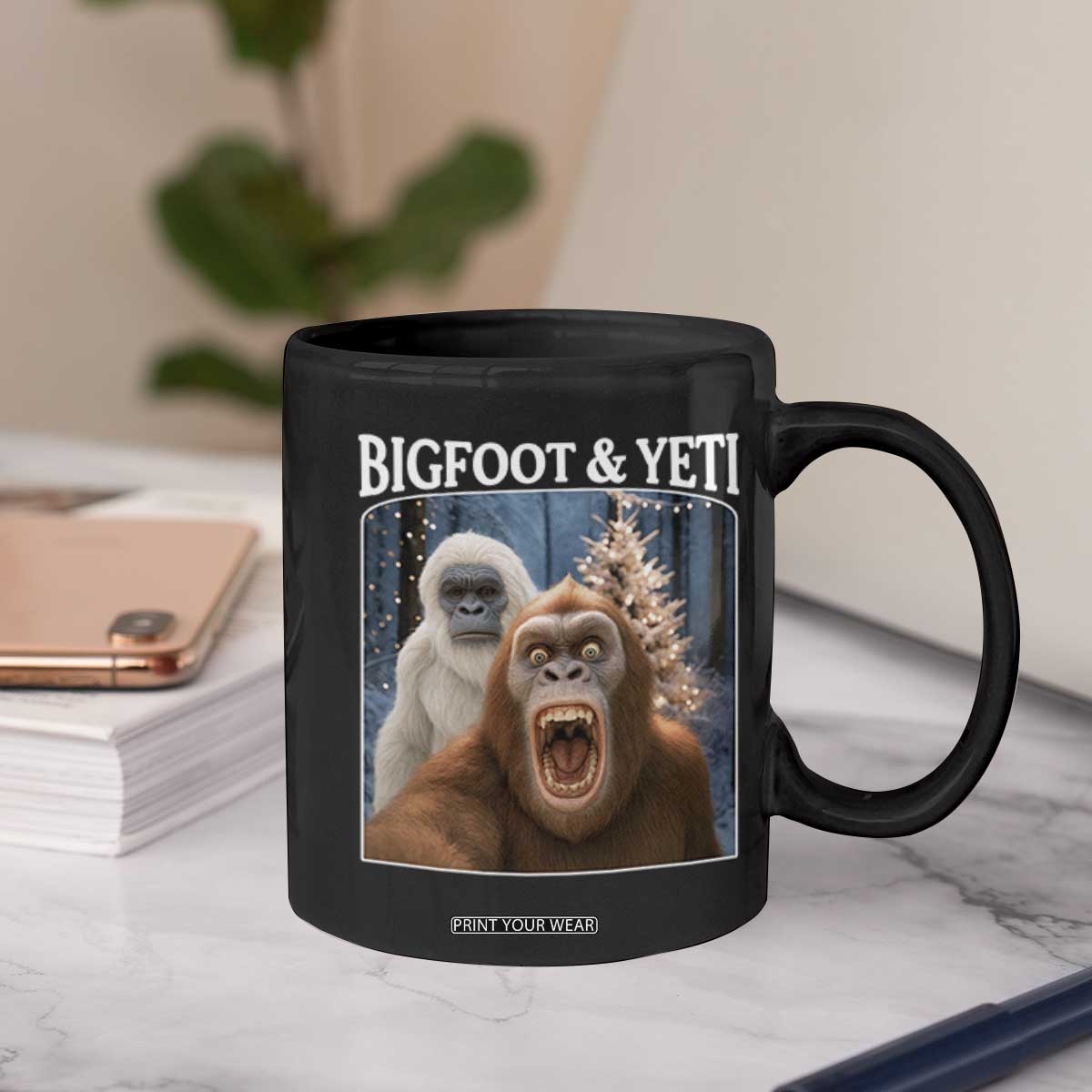 Funny Bigfoot Selfie Coffee Mug Sasquatch Yeti Christmas TS14 Print Your Wear