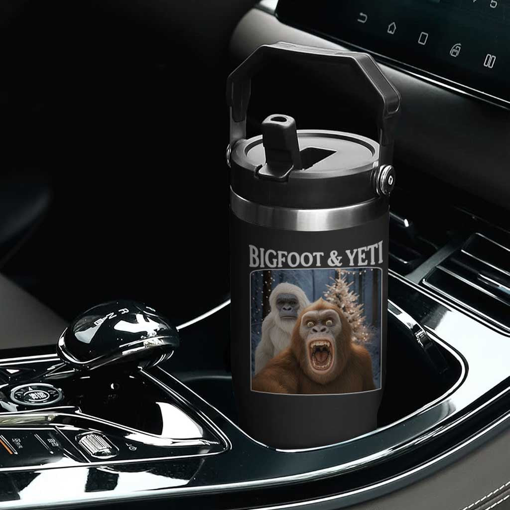 Funny Bigfoot Selfie Flip Straw Tumbler Sasquatch Yeti Christmas TS14 Print Your Wear
