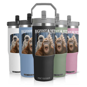 Funny Bigfoot Selfie Flip Straw Tumbler Sasquatch Yeti Christmas TS14 Print Your Wear