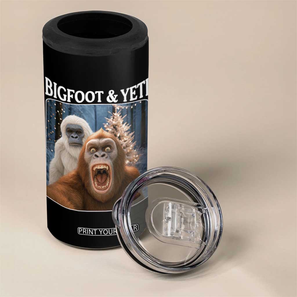 Funny Bigfoot Selfie 4 in 1 Can Cooler Tumbler Sasquatch Yeti Christmas TS14 Print Your Wear