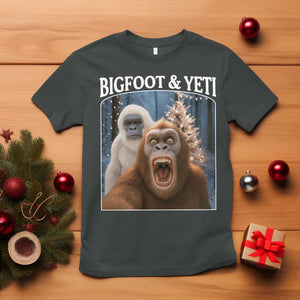 Funny Bigfoot Selfie T Shirt Sasquatch Yeti Christmas TS14 Dark Heather Print Your Wear