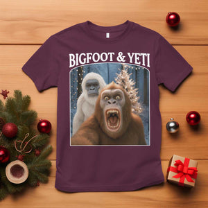 Funny Bigfoot Selfie T Shirt Sasquatch Yeti Christmas TS14 Maroon Print Your Wear