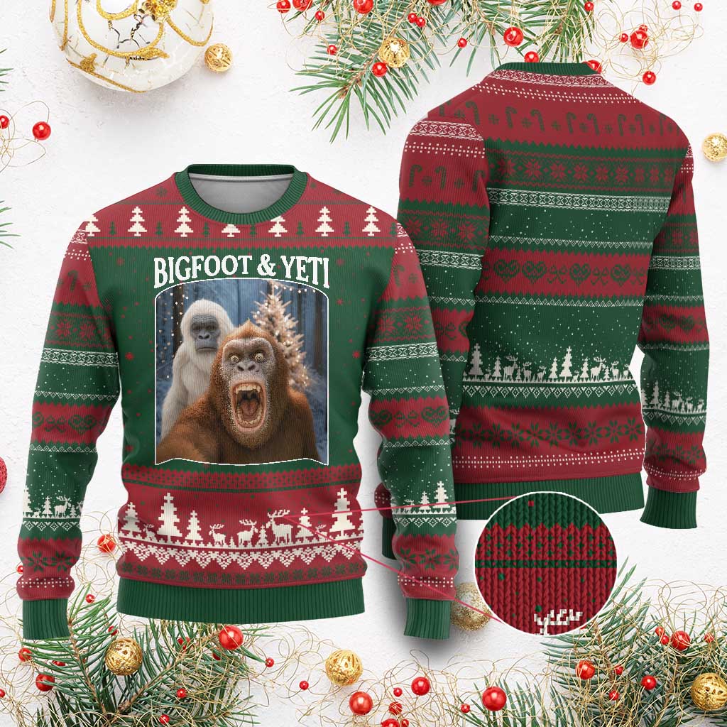 Funny Bigfoot Selfie Ugly Christmas Sweater Sasquatch Yeti Xmas TS14 Red Green Print Your Wear
