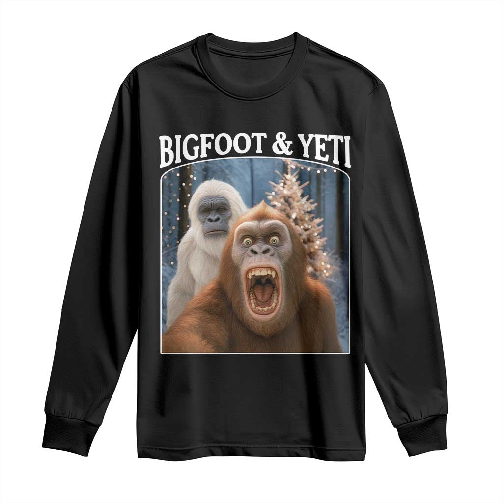 Funny Bigfoot Selfie Long Sleeve Shirt Sasquatch Yeti Christmas TS14 Black Print Your Wear