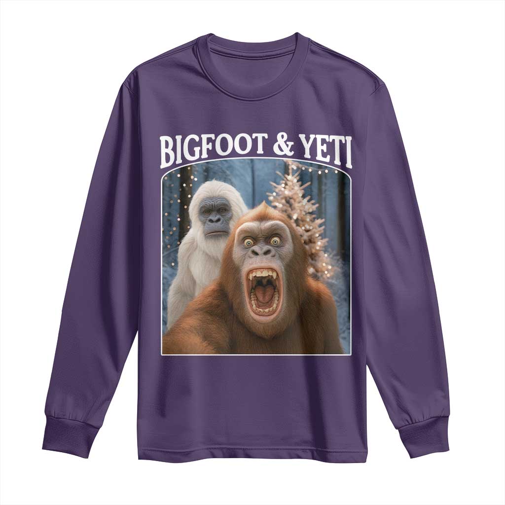 Funny Bigfoot Selfie Long Sleeve Shirt Sasquatch Yeti Christmas TS14 Purple Print Your Wear