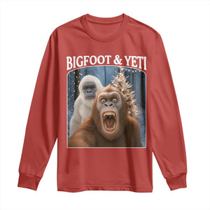 Funny Bigfoot Selfie Long Sleeve Shirt Sasquatch Yeti Christmas TS14 Red Print Your Wear