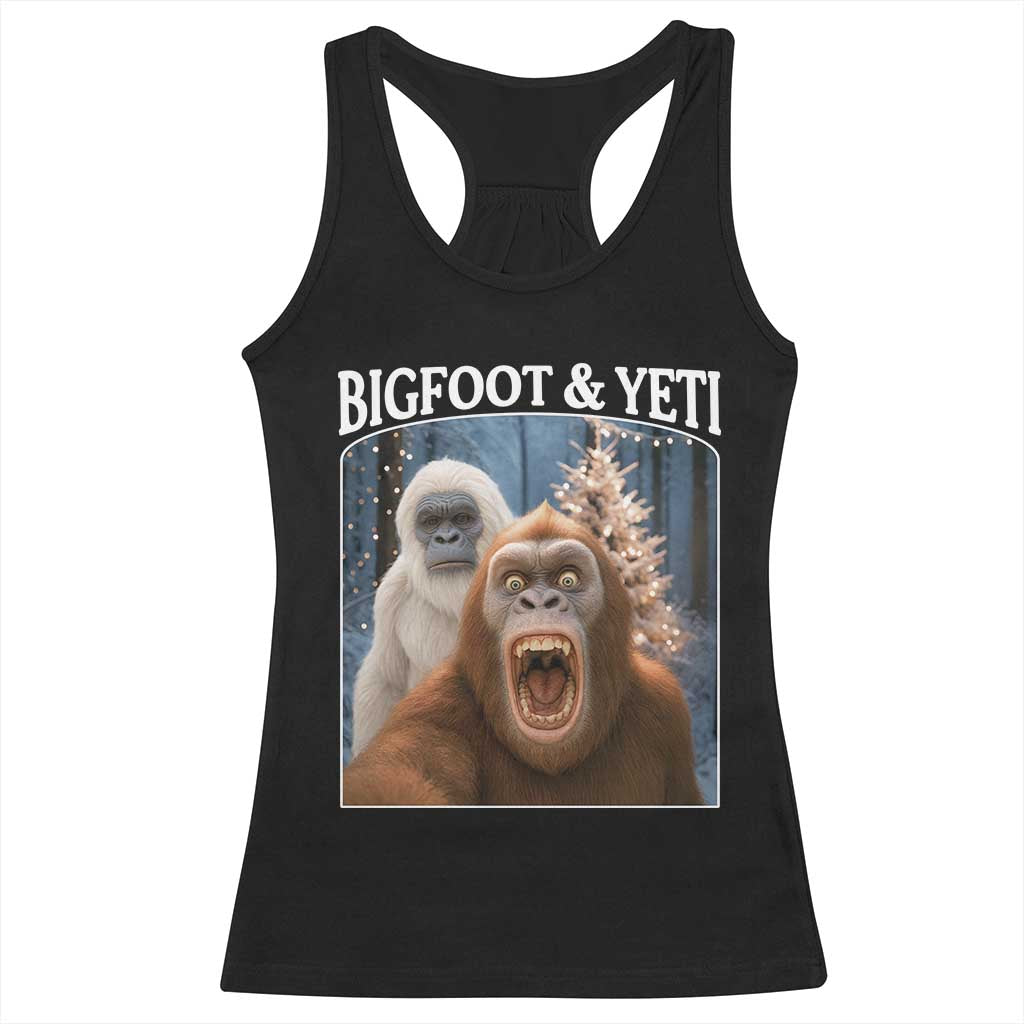 Funny Bigfoot Selfie Racerback Tank Top Sasquatch Yeti Christmas TS14 Black Print Your Wear