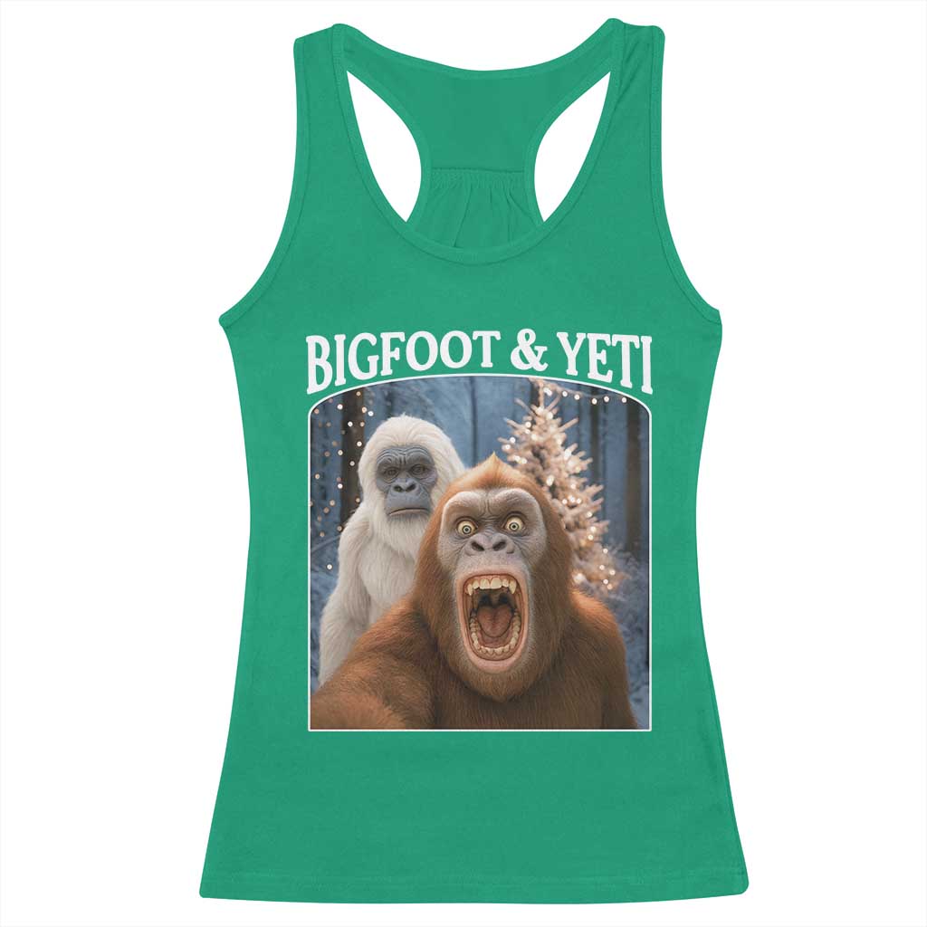 Funny Bigfoot Selfie Racerback Tank Top Sasquatch Yeti Christmas TS14 Irish Green Print Your Wear