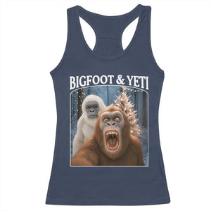 Funny Bigfoot Selfie Racerback Tank Top Sasquatch Yeti Christmas TS14 Navy Print Your Wear