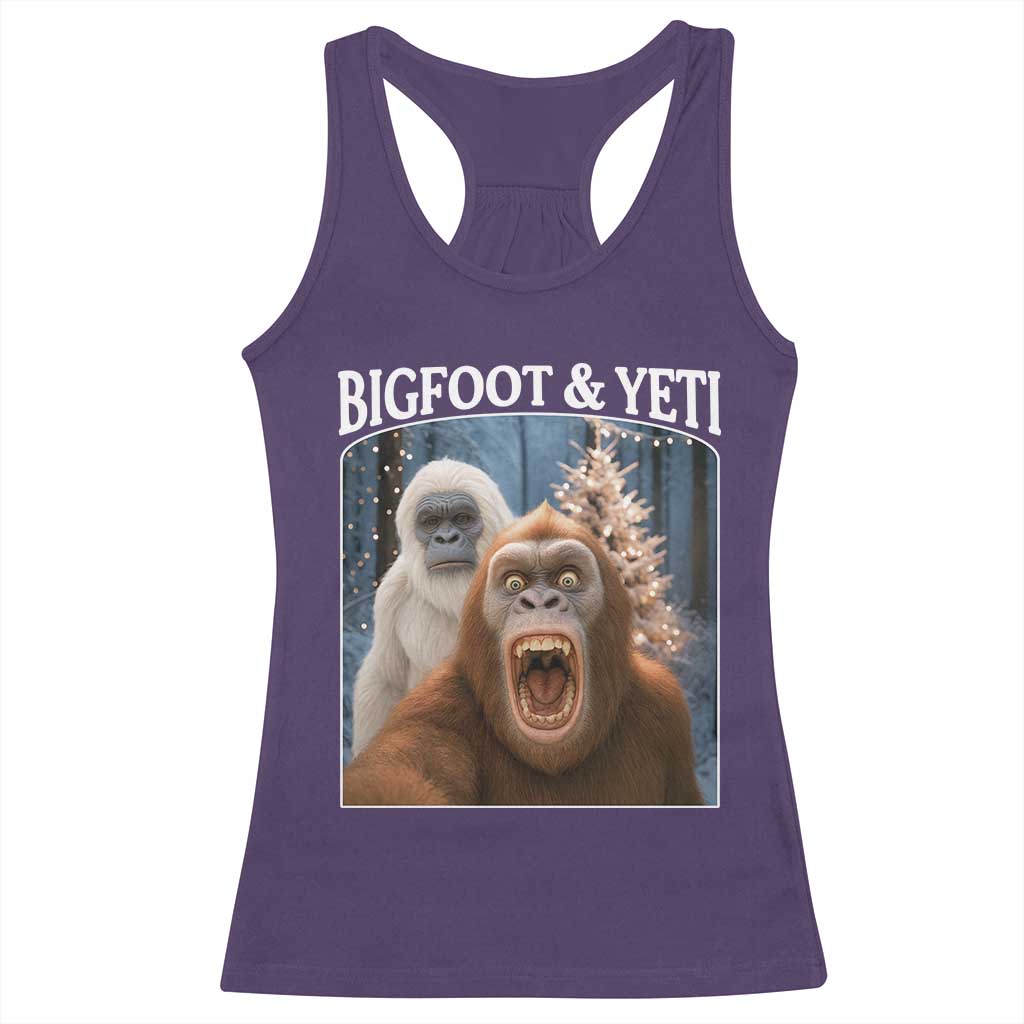 Funny Bigfoot Selfie Racerback Tank Top Sasquatch Yeti Christmas TS14 Purple Print Your Wear