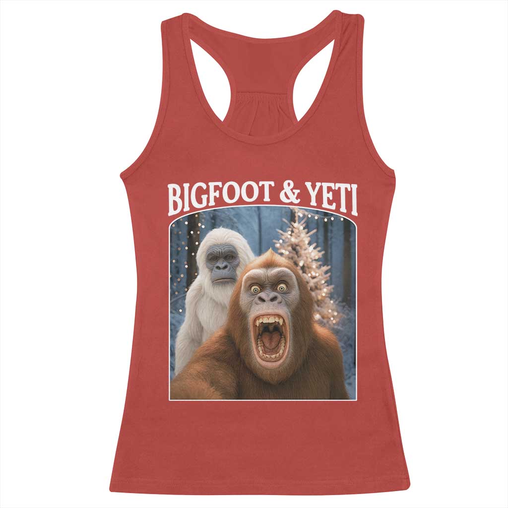 Funny Bigfoot Selfie Racerback Tank Top Sasquatch Yeti Christmas TS14 Red Print Your Wear