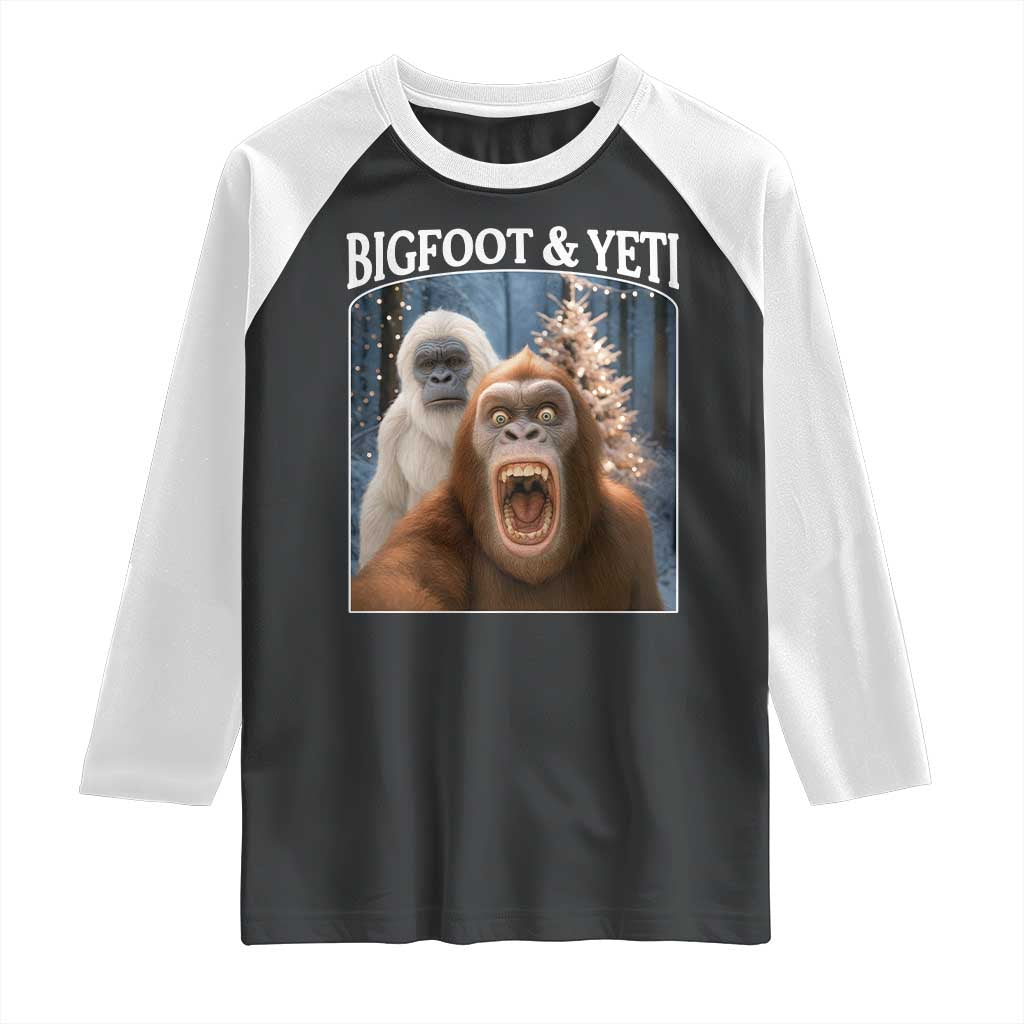Funny Bigfoot Selfie Raglan Shirt Sasquatch Yeti Christmas TS14 Black White Print Your Wear