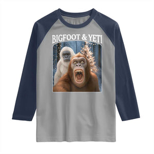 Funny Bigfoot Selfie Raglan Shirt Sasquatch Yeti Christmas TS14 Sport Gray Navy Print Your Wear