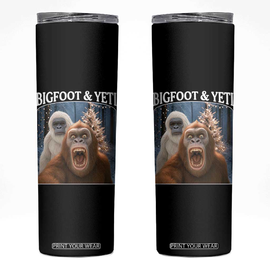Funny Bigfoot Selfie Skinny Tumbler Sasquatch Yeti Christmas TS14 Black Print Your Wear
