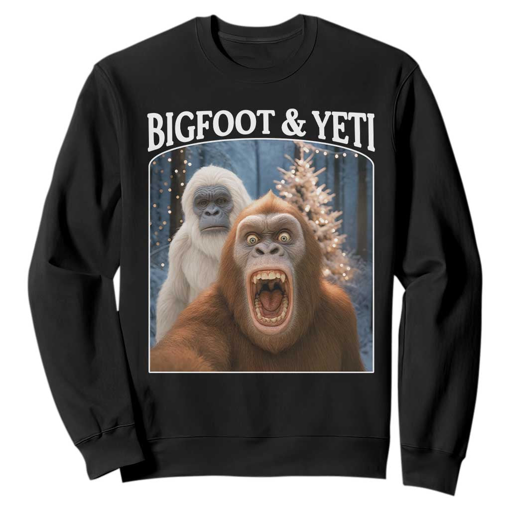 Funny Bigfoot Selfie Sweatshirt Sasquatch Yeti Christmas TS14 Black Print Your Wear