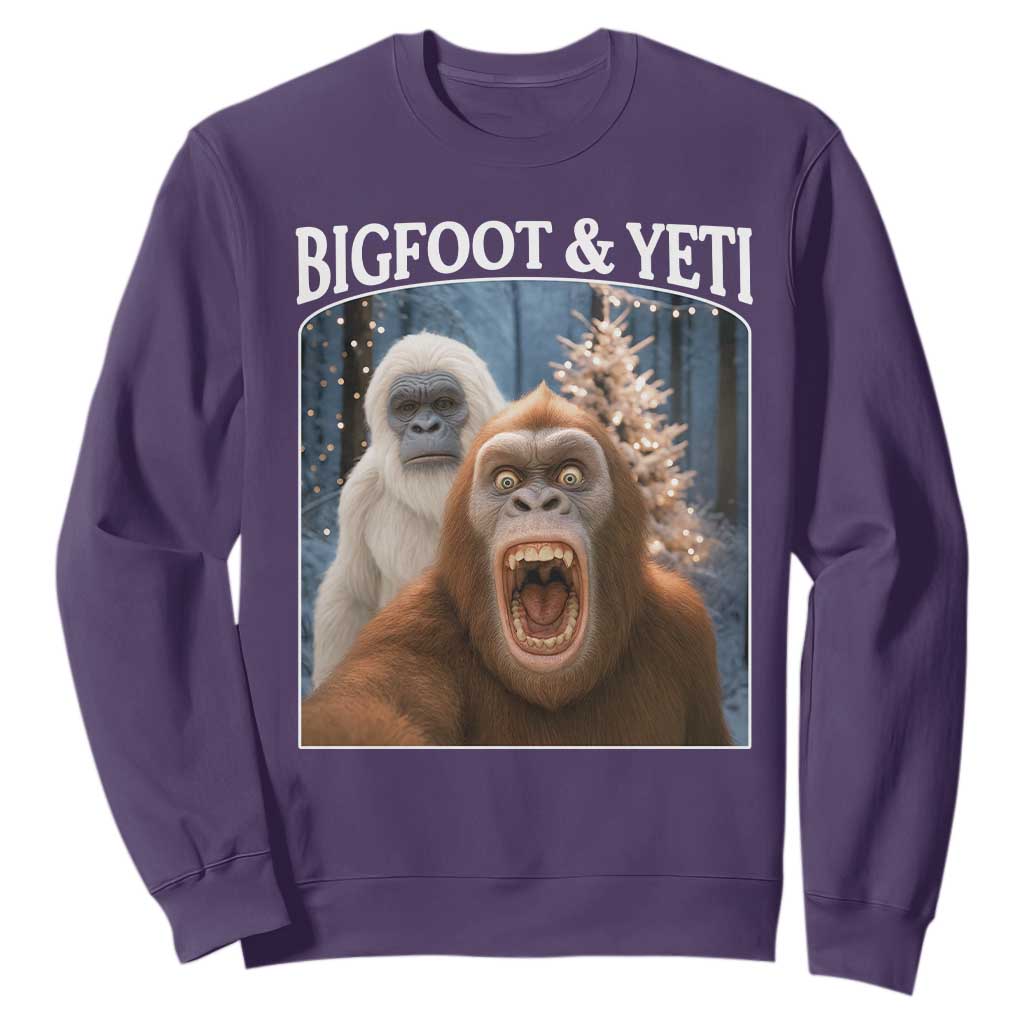 Funny Bigfoot Selfie Sweatshirt Sasquatch Yeti Christmas TS14 Purple Print Your Wear