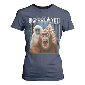 Funny Bigfoot Selfie T Shirt For Women Sasquatch Yeti Christmas TS14 Navy Print Your Wear