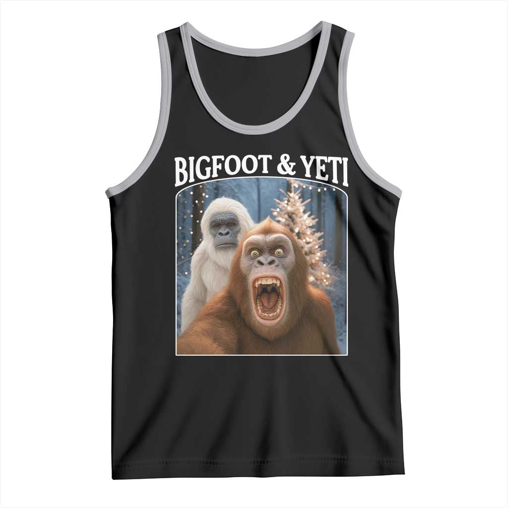 Funny Bigfoot Selfie Tank Top Sasquatch Yeti Christmas TS14 Black Athletic Heather Print Your Wear