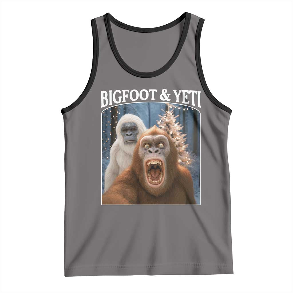 Funny Bigfoot Selfie Tank Top Sasquatch Yeti Christmas TS14 Deep Heather Black Print Your Wear