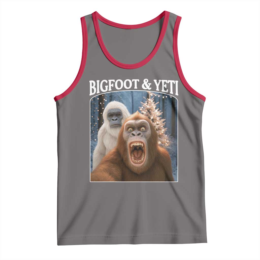 Funny Bigfoot Selfie Tank Top Sasquatch Yeti Christmas TS14 Deep Heather Red Print Your Wear