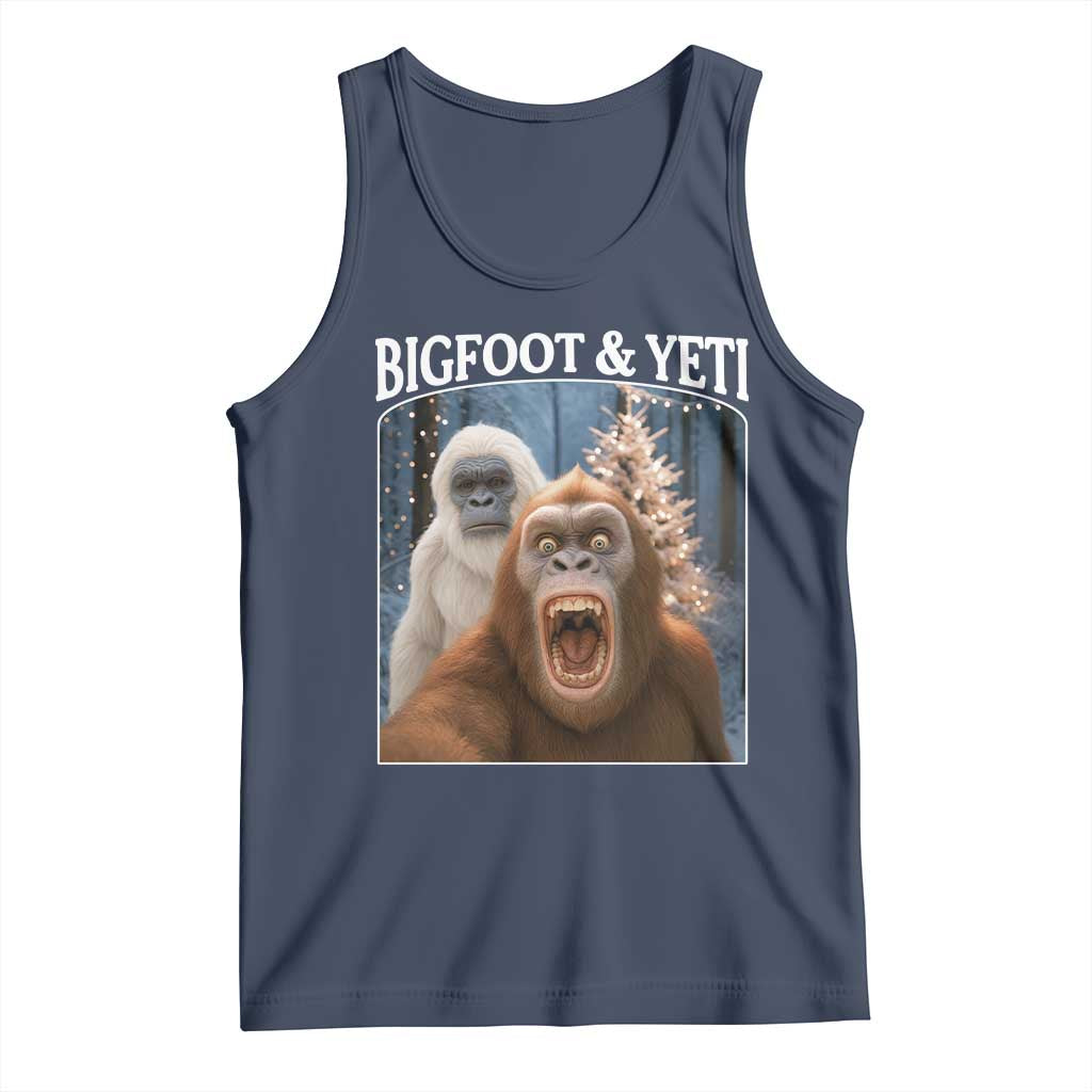 Funny Bigfoot Selfie Tank Top Sasquatch Yeti Christmas TS14 Navy Print Your Wear
