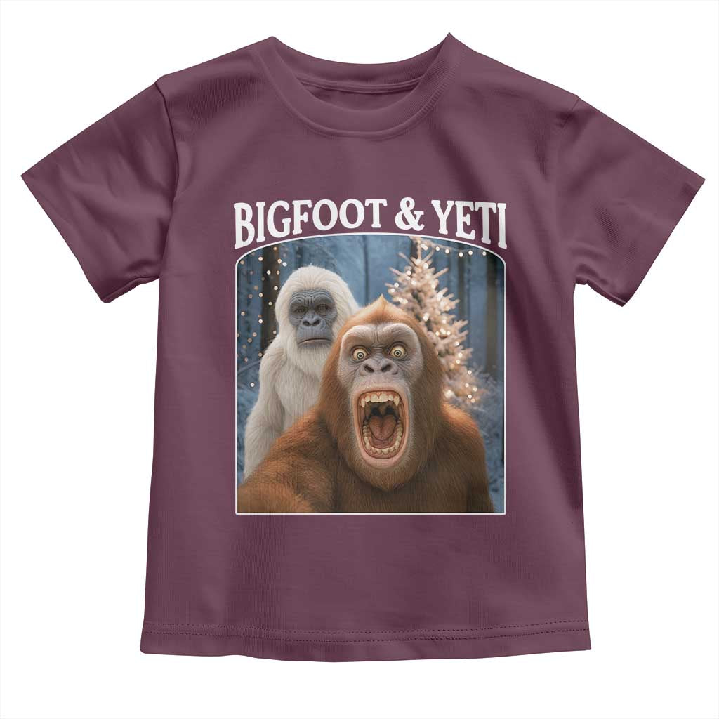 Funny Bigfoot Selfie Toddler T Shirt Sasquatch Yeti Christmas TS14 Maroon Print Your Wear