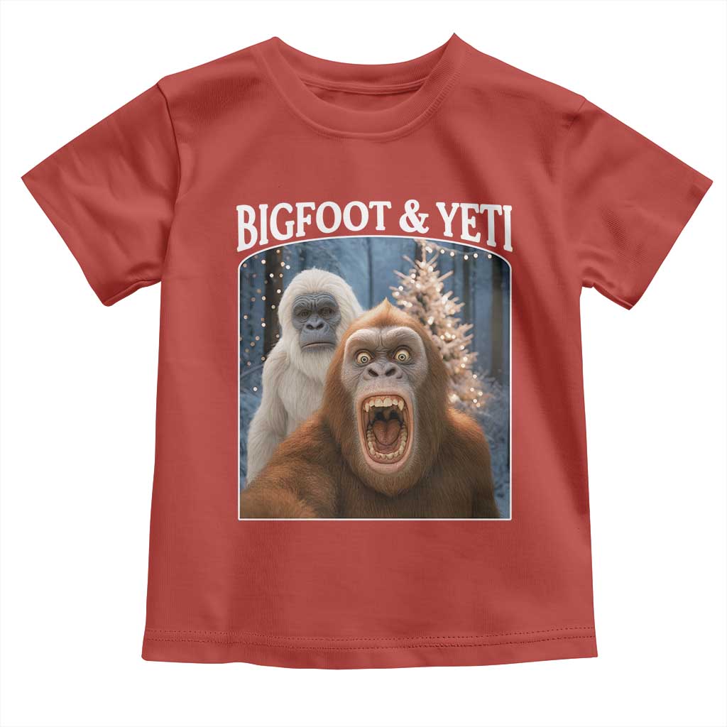 Funny Bigfoot Selfie Toddler T Shirt Sasquatch Yeti Christmas TS14 Red Print Your Wear