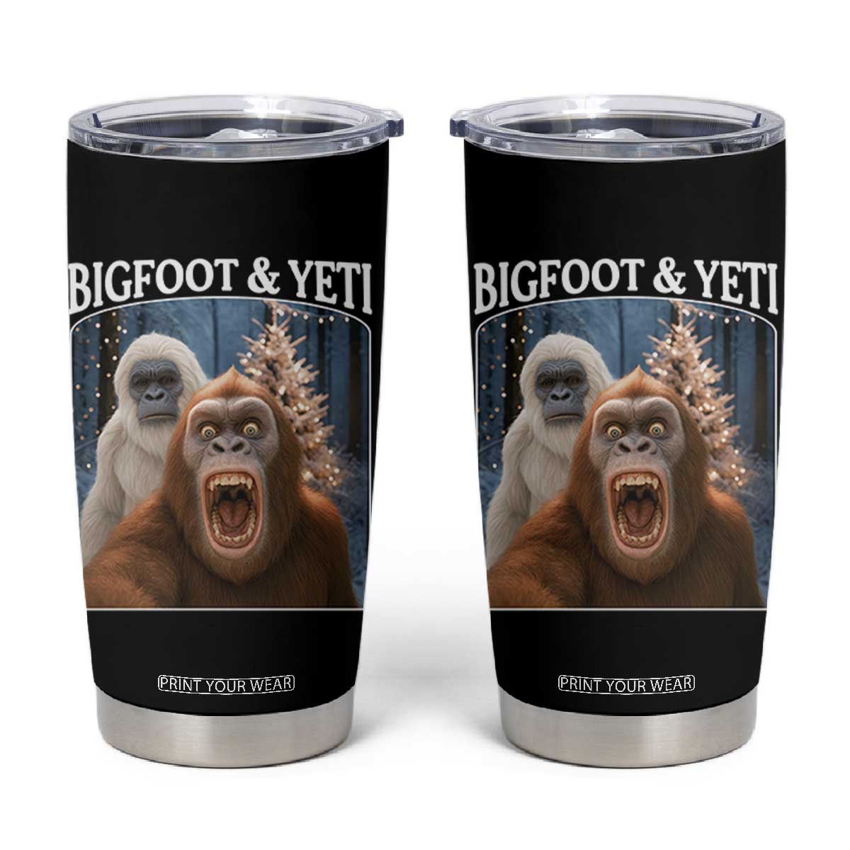 Funny Bigfoot Selfie Tumbler Cup Sasquatch Yeti Christmas TS14 Black Print Your Wear