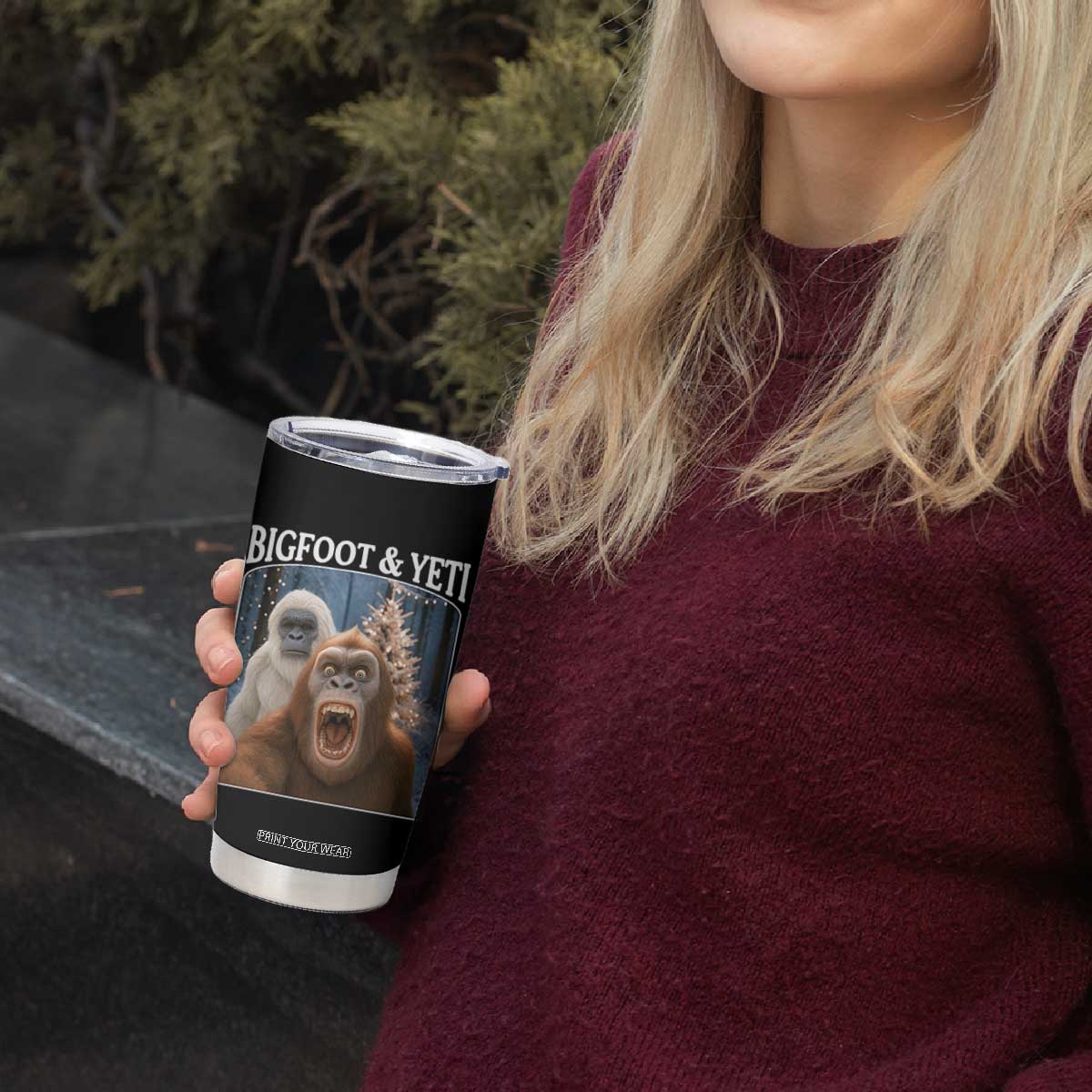 Funny Bigfoot Selfie Tumbler Cup Sasquatch Yeti Christmas TS14 Print Your Wear