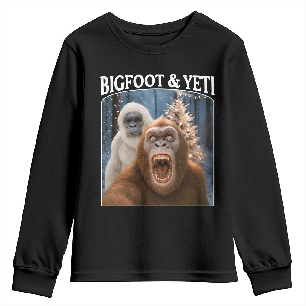 Funny Bigfoot Selfie Youth Sweatshirt Sasquatch Yeti Christmas TS14 Black Print Your Wear