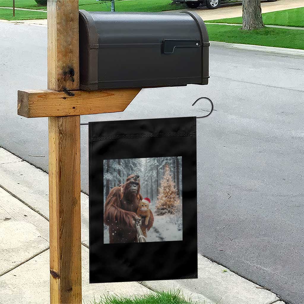Funny Bigfoot With Cat Selfie Christmas Garden Flag TS14 Print Your Wear