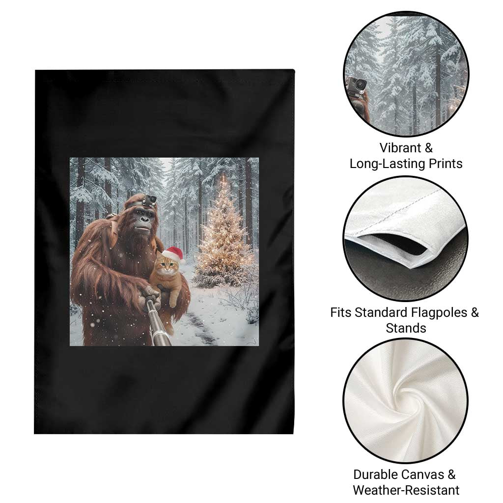 Funny Bigfoot With Cat Selfie Christmas Garden Flag TS14 Print Your Wear
