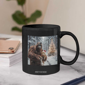Funny Bigfoot With Cat Selfie Christmas Coffee Mug TS14 Print Your Wear