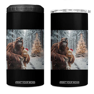 Funny Bigfoot With Cat Selfie Christmas 4 in 1 Can Cooler Tumbler TS14 One Size: 16 oz Black Print Your Wear