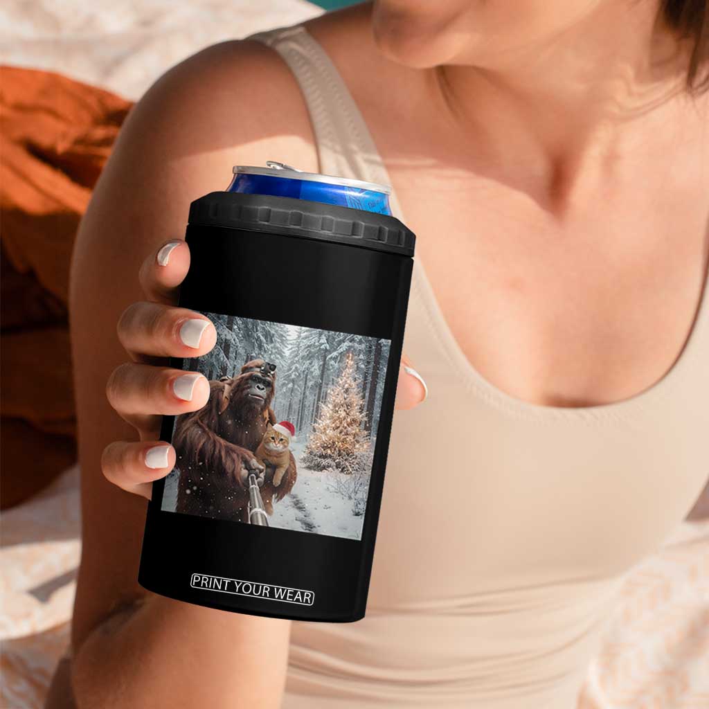 Funny Bigfoot With Cat Selfie Christmas 4 in 1 Can Cooler Tumbler TS14 Print Your Wear