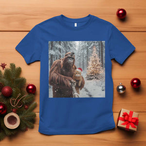 Funny Bigfoot With Cat Selfie Christmas T Shirt TS14 Royal Blue Print Your Wear