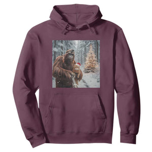 Funny Bigfoot With Cat Selfie Christmas Hoodie TS14 Maroon Print Your Wear