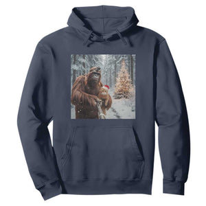 Funny Bigfoot With Cat Selfie Christmas Hoodie TS14 Navy Print Your Wear