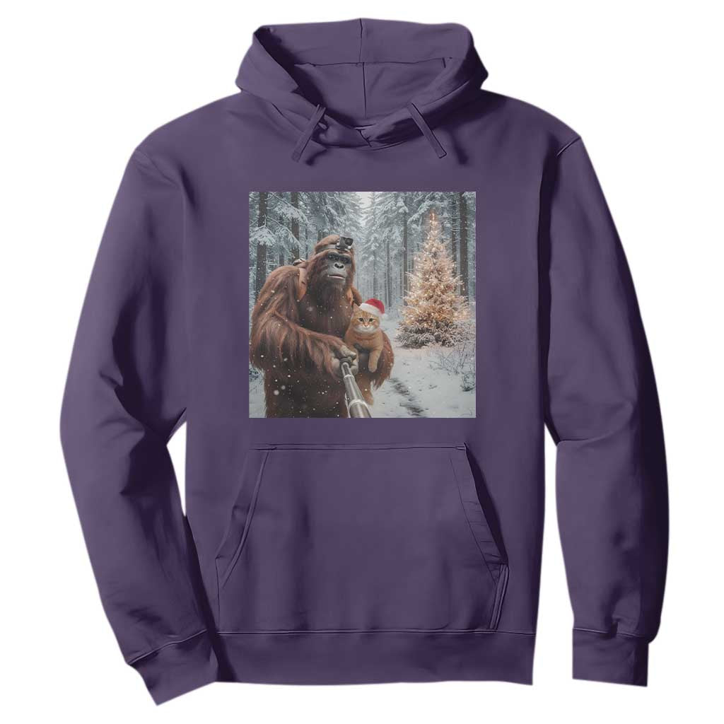 Funny Bigfoot With Cat Selfie Christmas Hoodie TS14 Purple Print Your Wear