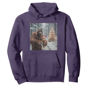 Funny Bigfoot With Cat Selfie Christmas Hoodie TS14 Purple Print Your Wear